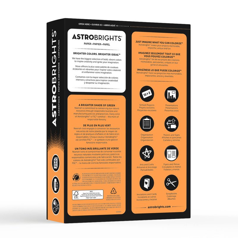 Bright Color Cardstock Paper 8.5 x 11 Inches - Pack of 250, Multiple Colors