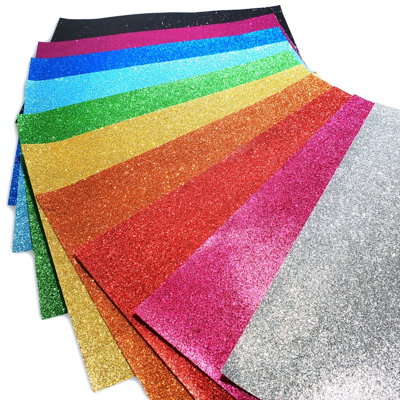 Glitter Paper Sheets - 11x14 Inch Assorted Craft & Scrapbooking Paper, 10 Pack