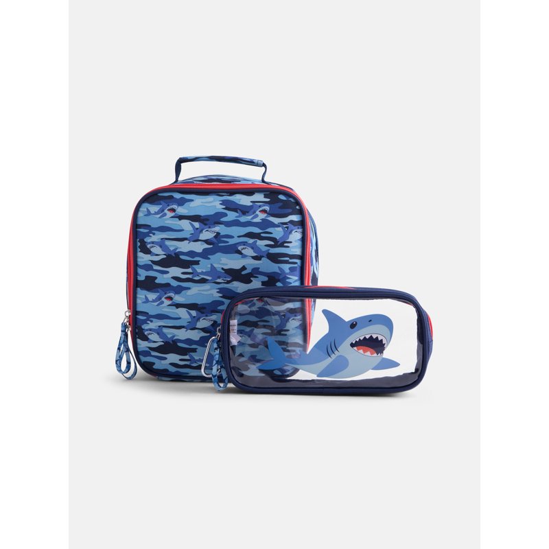 Kids' Shark Bite Backpack & Lunch Set - School & Travel Gear, Blue