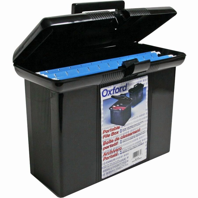 Pendaflex Portable File Box - Black 14x11x6.5 Inch Storage Box for Documents