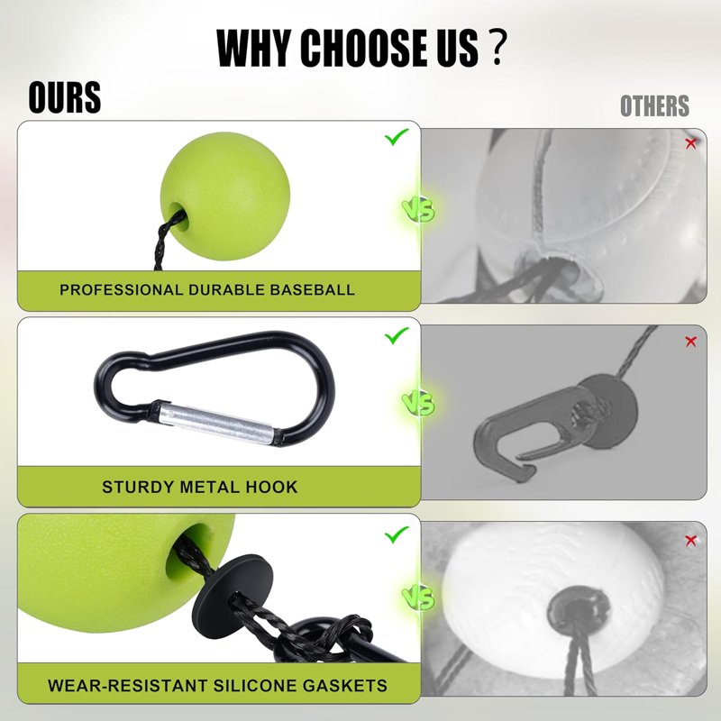 Baseball Batting Trainer with Rope Swing Practice Equipment for All Ages