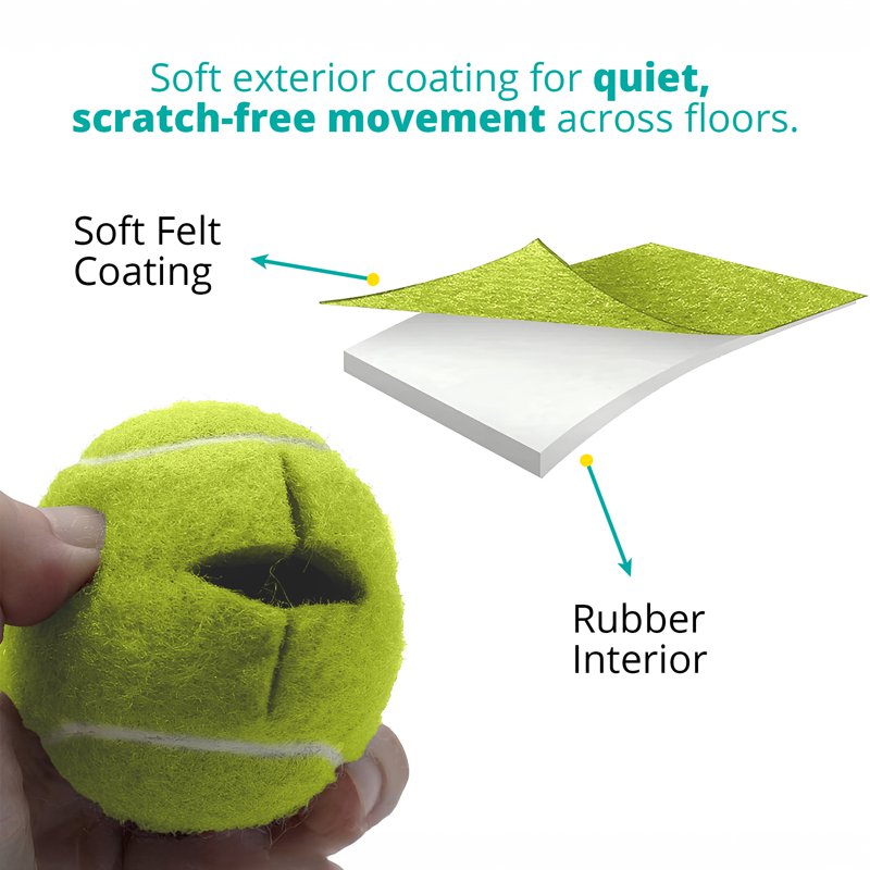 Pre-Cut Felt Tennis Balls for Walkers - 2 Pack, Floor & Carpet Glides