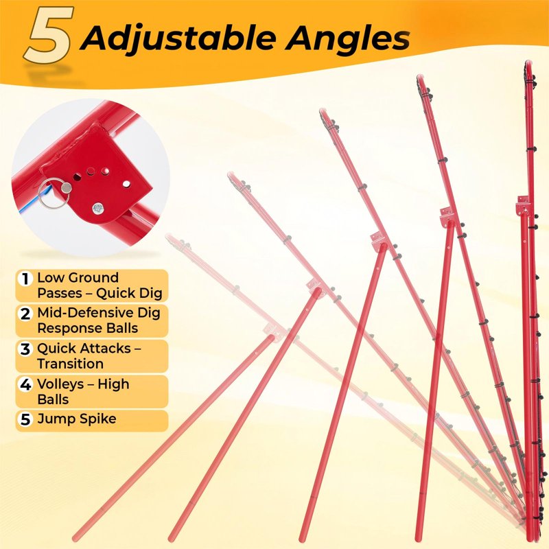Volleyball Rebounder Net with Adjustable Angle, Portable Practice Equipment for Indoor Outdoor Use