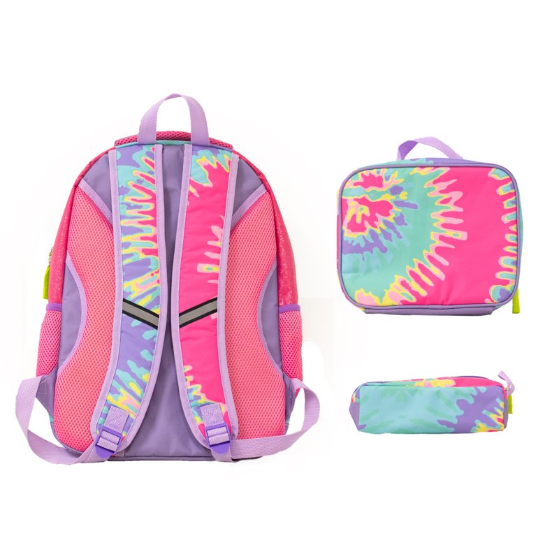 Kids Tie Dye Backpack Bundle with Lunch Box & Pencil Pouch - Adjustable & Water-Resistant