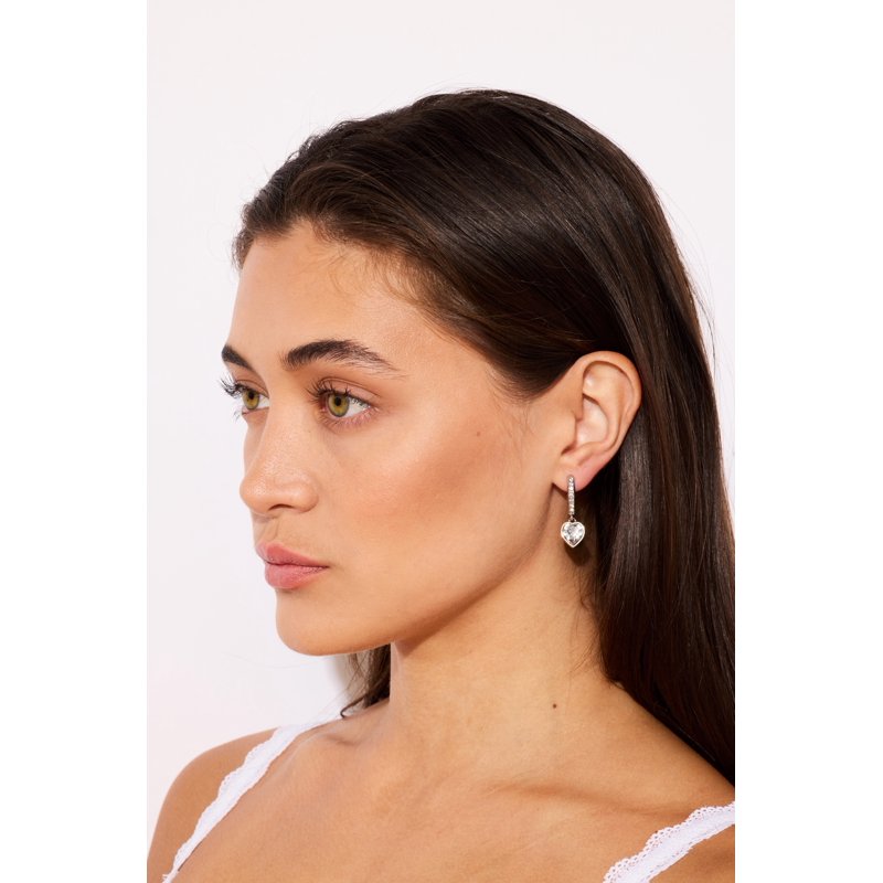 Unisex CZ Heart Huggies Earrings Silver or Gold - Elegant Sparkling Jewelry