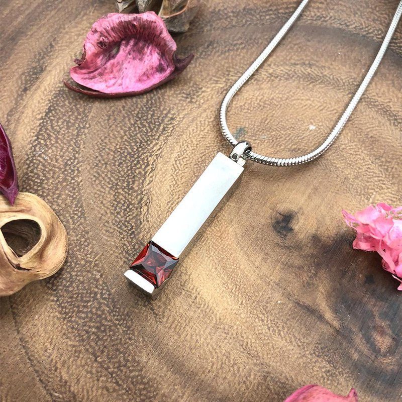 Personalized Cremation Necklace with Birthstone - Memorial Ashes Pendant