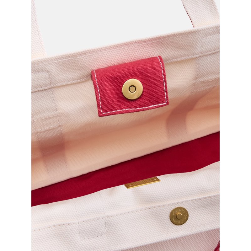 Canvas Tote Handbag for Women with Charm and Contrast Trim