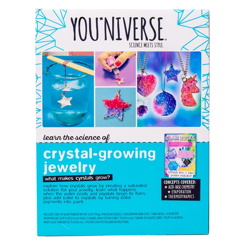 Multi-Color Crystal Growing Jewelry Kit for Kids Ages 8+ - STEM Craft Set