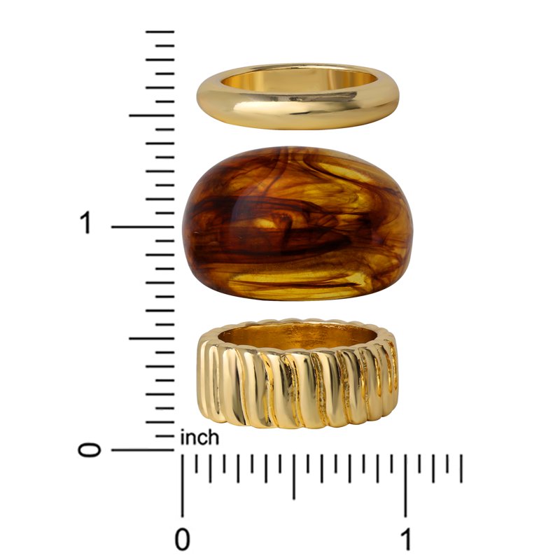Jessica Simpson Women's Gold-Tone and Tortoiseshell Ring Set - 3 Pack