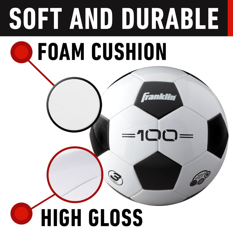 Franklin Sports Competition 100 Soccer Balls Pack - 12 Deflated with Pump, Size 3, Variation 3, 12 Black