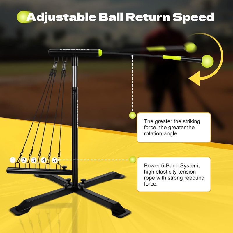 Baseball Softball Swing Trainer with Adjustable Height & Elasticity Bands - All Ages Training Equipment