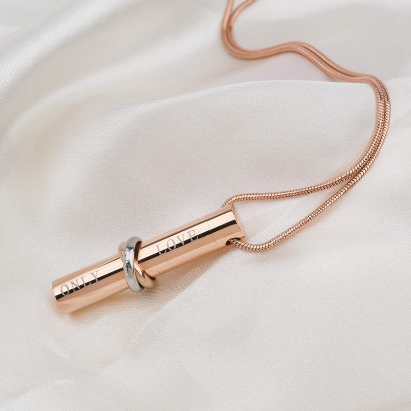 Cylinder Memorial Cremation Jewelry Necklace - Ashes Holder with Chain