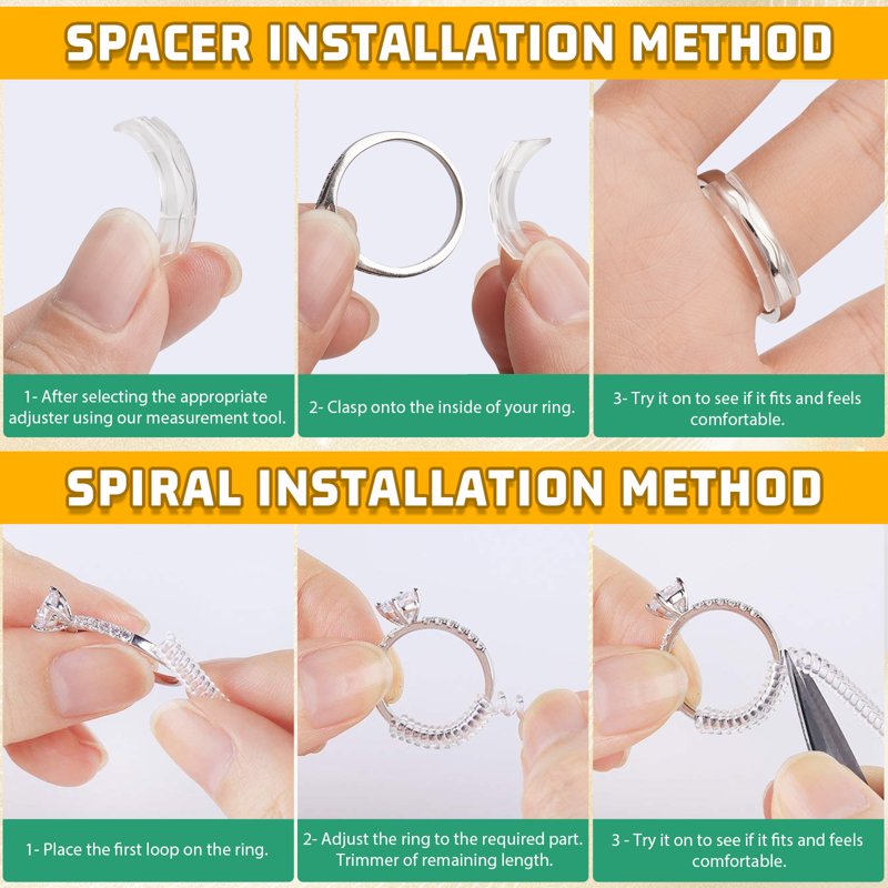 Transparent Silicone Ring Sizers for Loose Rings - 14 Pack Adjustable Fit for Women & Men