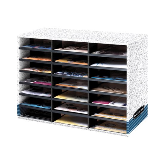 Literature Sorter Organizer with 21 Compartments - Corrugated Cardboard, Dove Grey