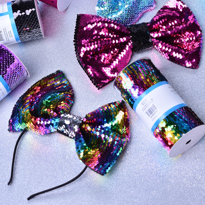Reverse Sequin Ribbon 5-3/8 inch Wide Craft Ribbon for Decoration and Gift Wrapping