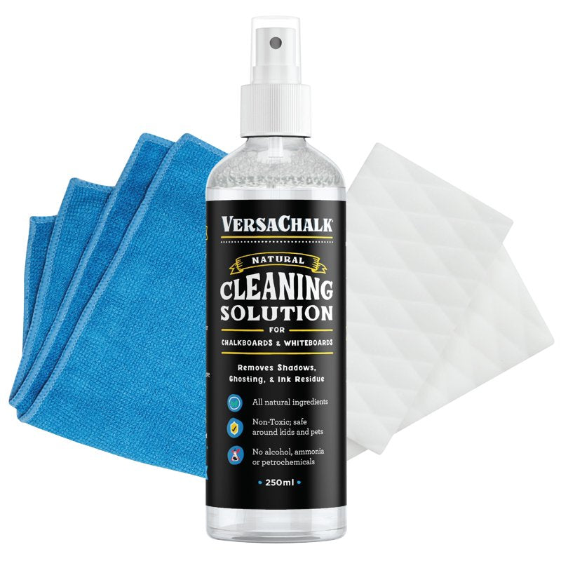 Chalkboard & Whiteboard Cleaning Kit with Spray, Erasers & Cloth