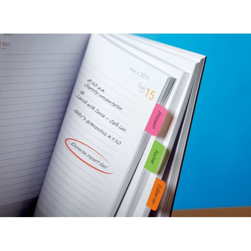 Fluorescent Color File Folder Tabs - 66 Durable Plastic Labels 1 x 1-1/2"