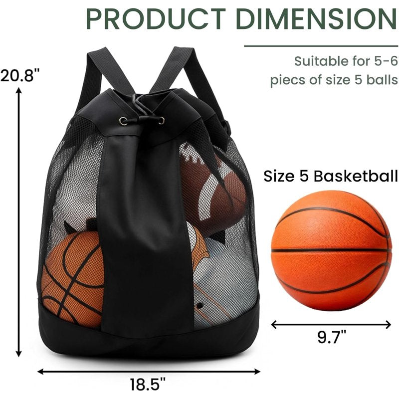 Sports Equipment Bag Mesh Drawstring Backpack for Soccer Basketball Volleyball