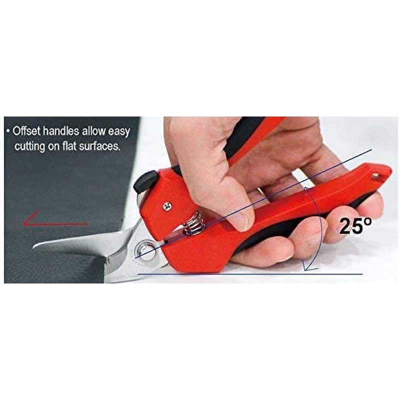 7.25-Inch Offset Multi-Purpose Cutter Shears for HVAC Electrical Telecom - Ergonomic, Ambidextrous Handle