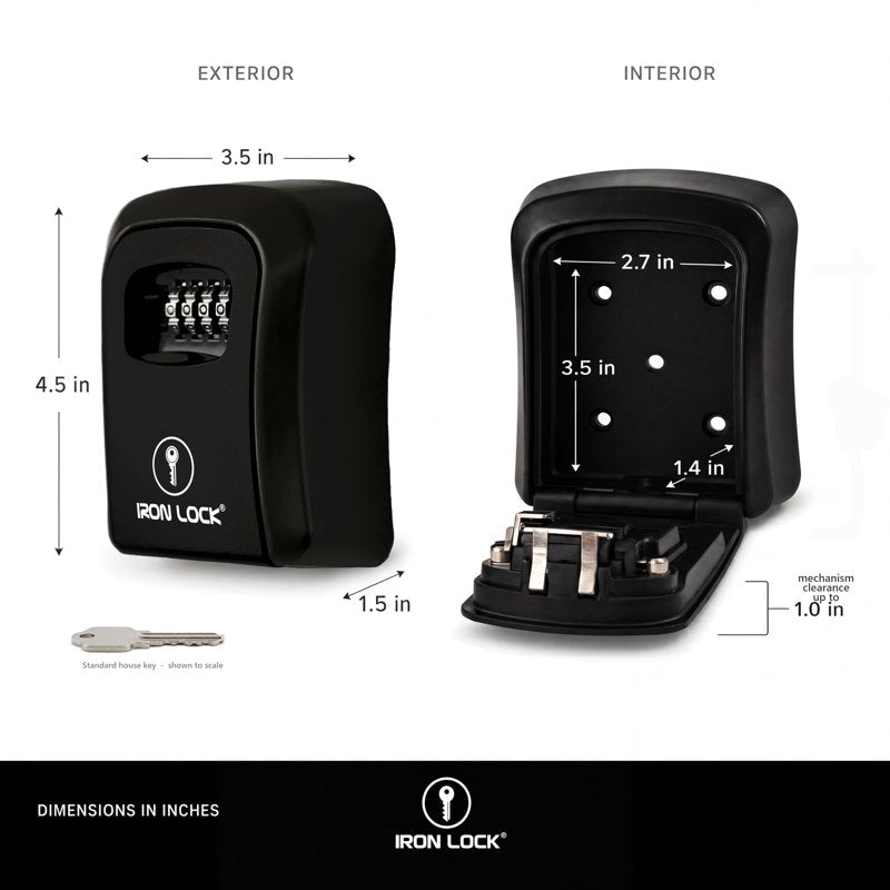 Medium Wall-Mount Key Lock Box Waterproof Heavy-Duty Metal Safe with 4-Digit Code
