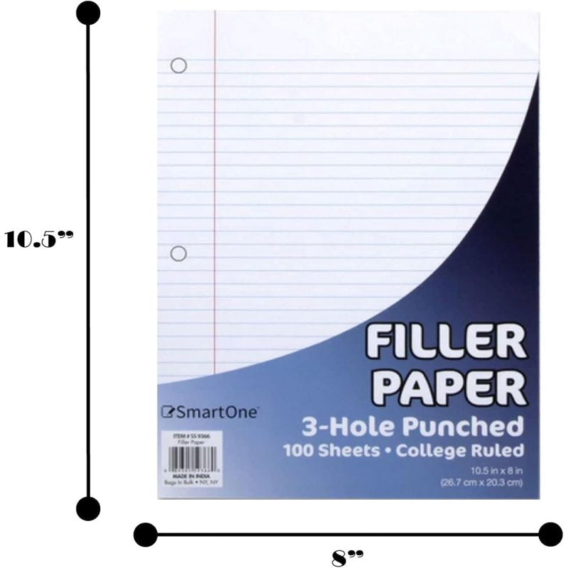 Bulk College Ruled Loose Leaf Paper - 8x10.5 Inch, 3-Hole Punch, 50 Pack, 5000 Sheets