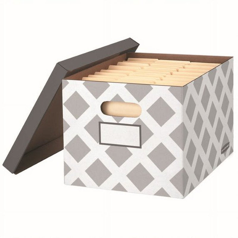 Decorative Letter and Legal File Box Set - Grey Diamond Design, 3-Pack