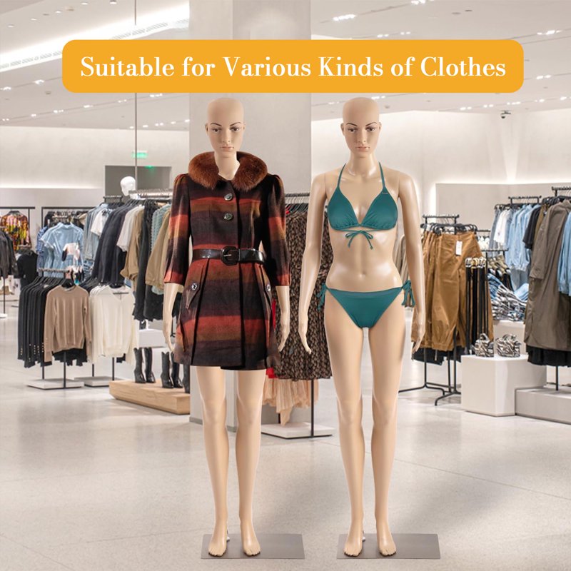 Full Body Female Mannequin with Adjustable Rotating Head and Arms - 69 Inch Dress Form for Fashion Display