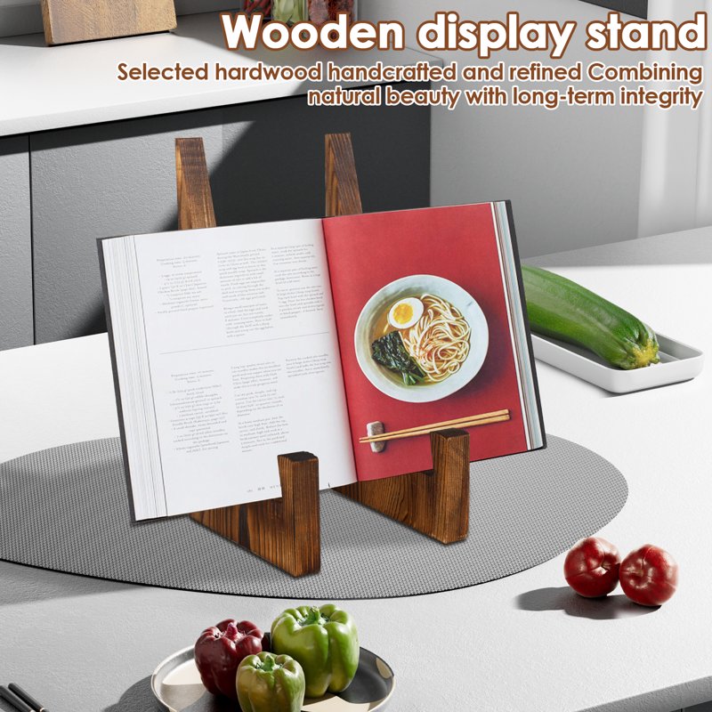 Wooden Plate Stand Set - Rustic Brown Tabletop Easels for Photos & Books, 8.66 Inch, 4 Pieces