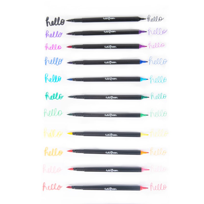 Dual-Tip Artist Markers Set - 12 Assorted Water-Based Craft Markers