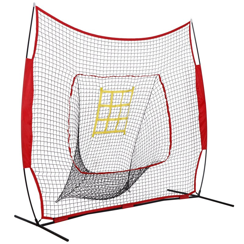 7 x 7 Ft Baseball Practice Net with Strike Zone Grid and Carrying Bag