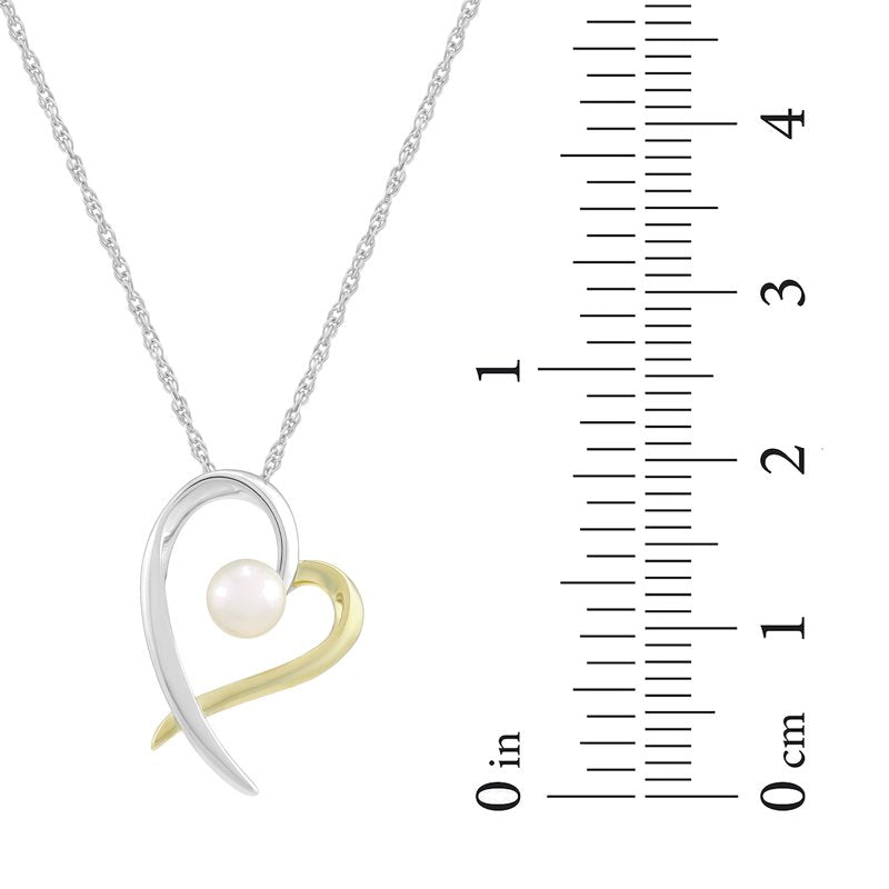 Women's 14K Gold Plated Sterling Silver Pearl Heart Pendant Necklace - 18 Inch