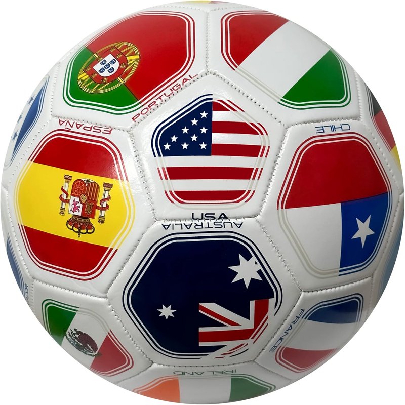 Soccer Ball Size 3 with Multicolor Flag Design, PVC, Training Ball