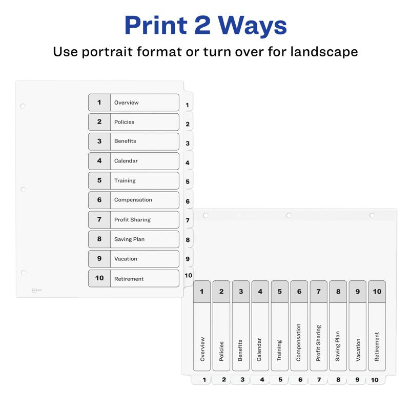 Binder Dividers with Tabs - Refillable Index Page, Reinforced Holes, Pack of 3 or 2 or Single