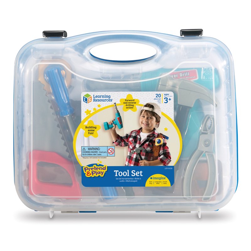 Kids Construction Play Tool Set with Belt & Battery-Powered Drill - Pretend & Build Toys for Ages 3+