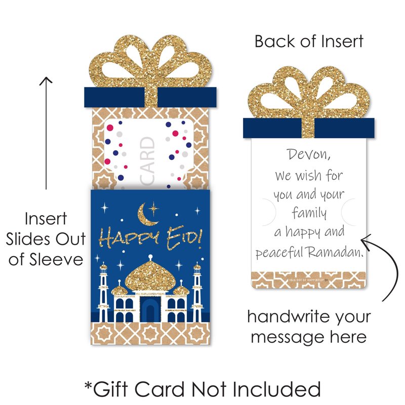 Ramadan Eid Mubarak Gift Card & Money Holder Set - 8 Pack