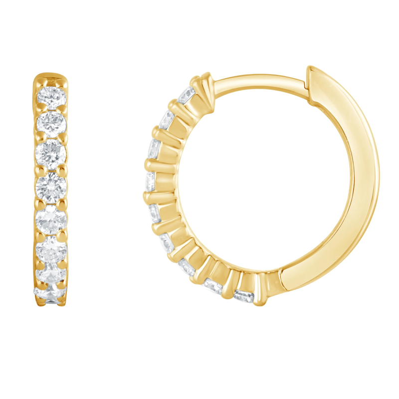 Lab Grown Diamond Huggie Earrings 1/2 Ct. Yellow Gold Sterling Silver