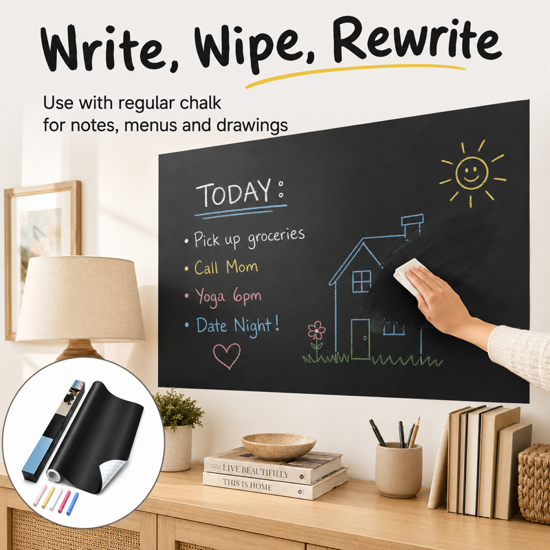 Chalkboard Wall Sticker Roll 18x79 Inch DIY Contact Paper for Notes & Labels