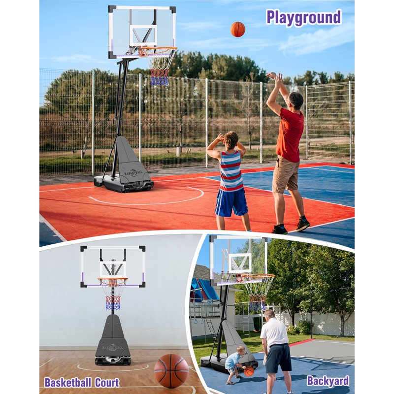 Portable Adjustable Basketball Hoop 48 Inch Backboard for Kids Teens Adults