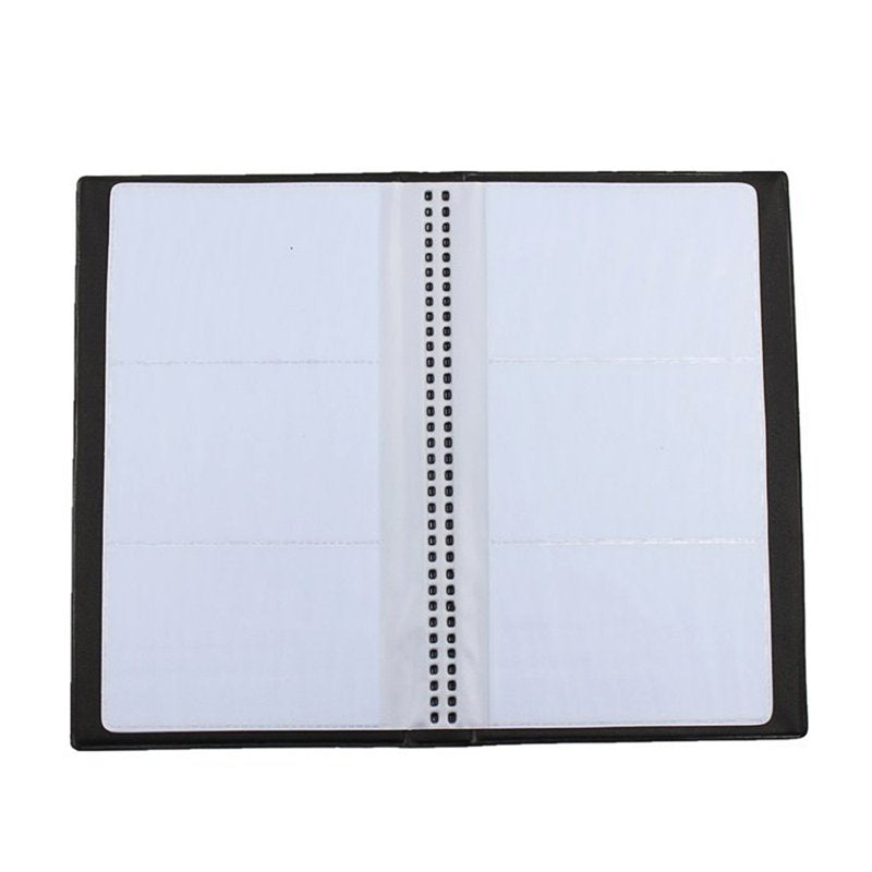 Black Leather Business Card Holder Organizer 120 Capacity PU Credit Card Booklet