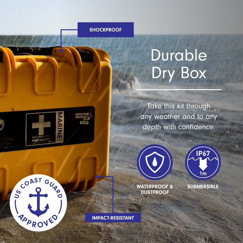 Marine First Aid Kit - Waterproof 1500 Emergency Medical Supply