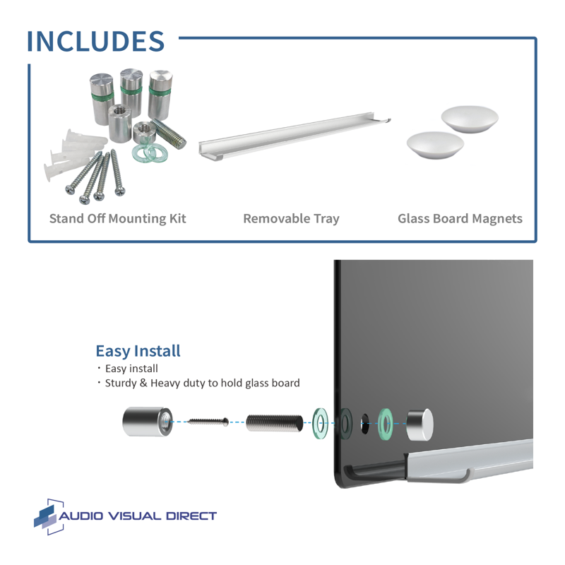 Magnetic Black Glass Dry-Erase Board Set - Multiple Sizes with Accessories