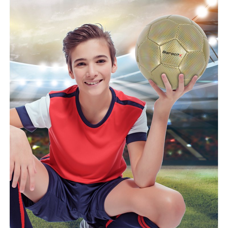 Barocity Size 4 Gold Curve Soccer Ball - Kids 8-12 Training Ball (Includes 1 Deflated Ball)