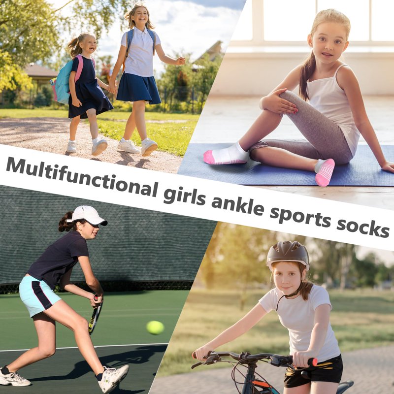 Girls Trainer Socks 12 Pairs - White/Black Athletic Ankle Socks for 1-14 Years (Variation: 01 Girls White Socks, 10-14 Years)