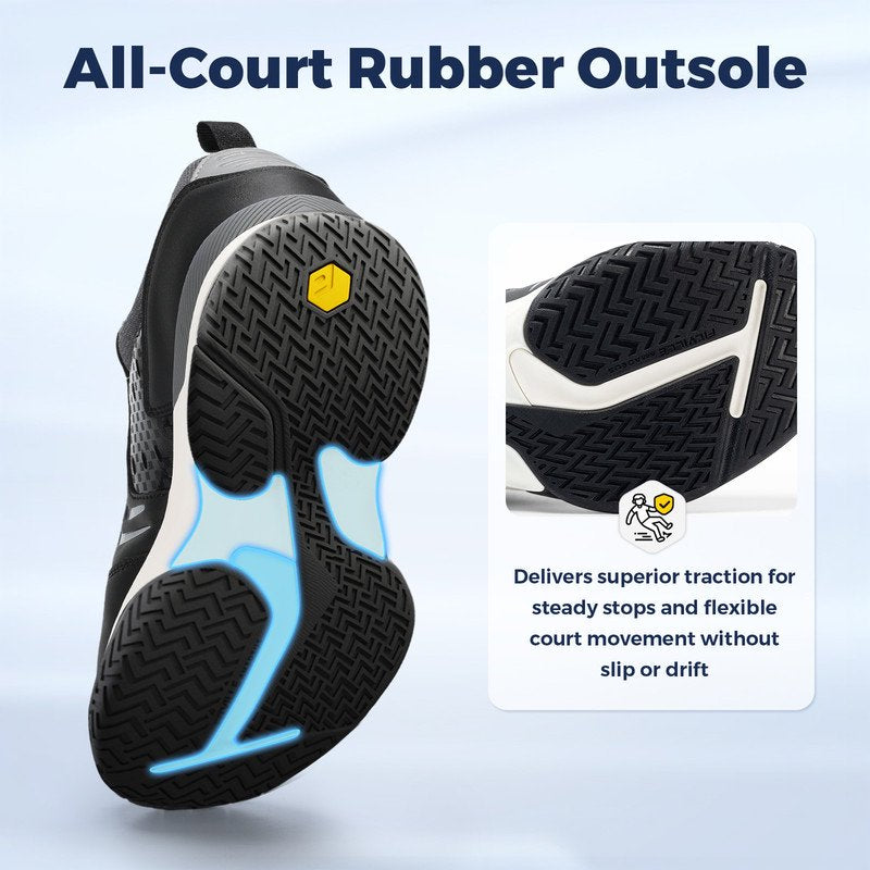 Men's Athletic Tennis & Pickleball Shoes Wide Toe & Arch Support Indoor Outdoor