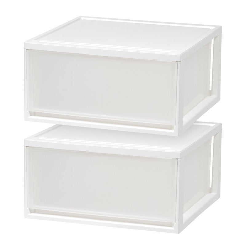 Stackable Plastic Storage Drawers with Clear Doors - Multiple Sizes and Pack Options
