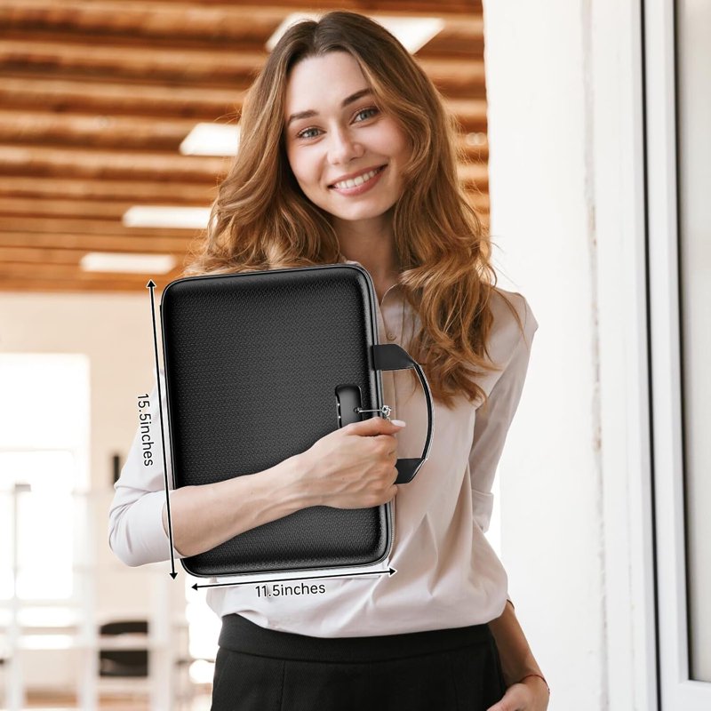 Fireproof Document Box with Lock & Accordion File Organizer - Portable Safe Storage
