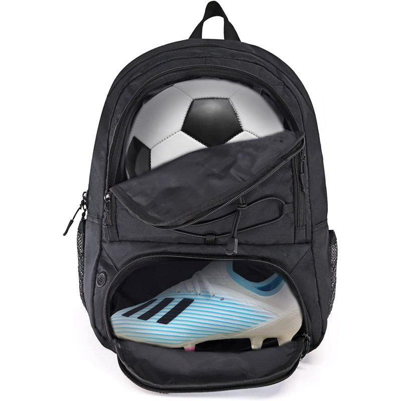 WOLT Soccer Backpack with Ball Holder & Shoe Compartment - Variation: Black