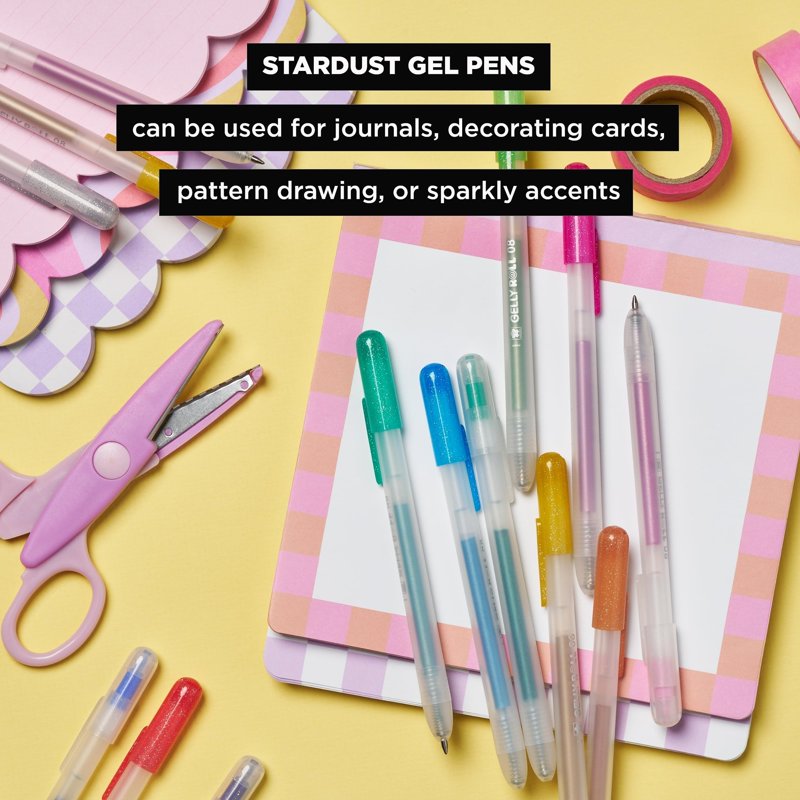 Gel Pens Set with Glitter Ink - Retractable Colored Gel Pens for Journaling and Art - 10 Pack