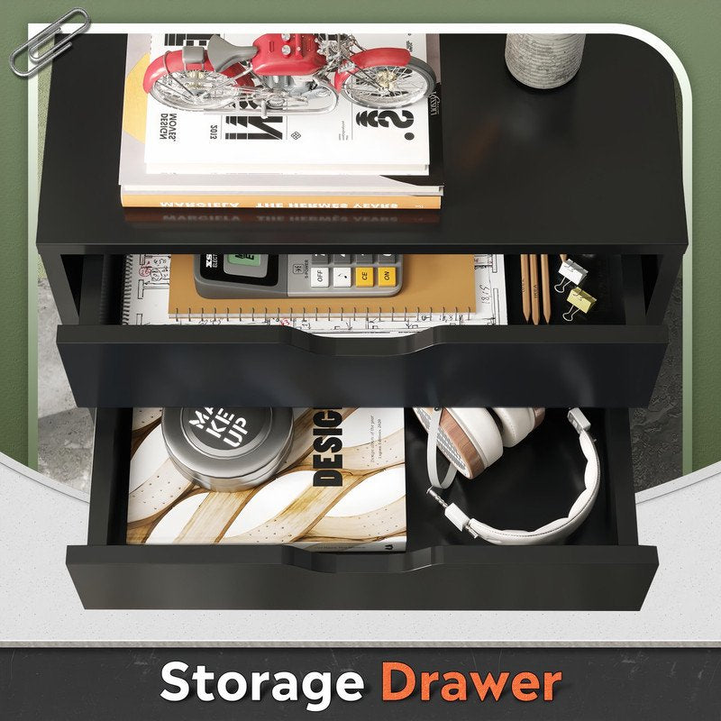 Mobile Under-Desk File Cabinet with Lockable Casters - Black or White