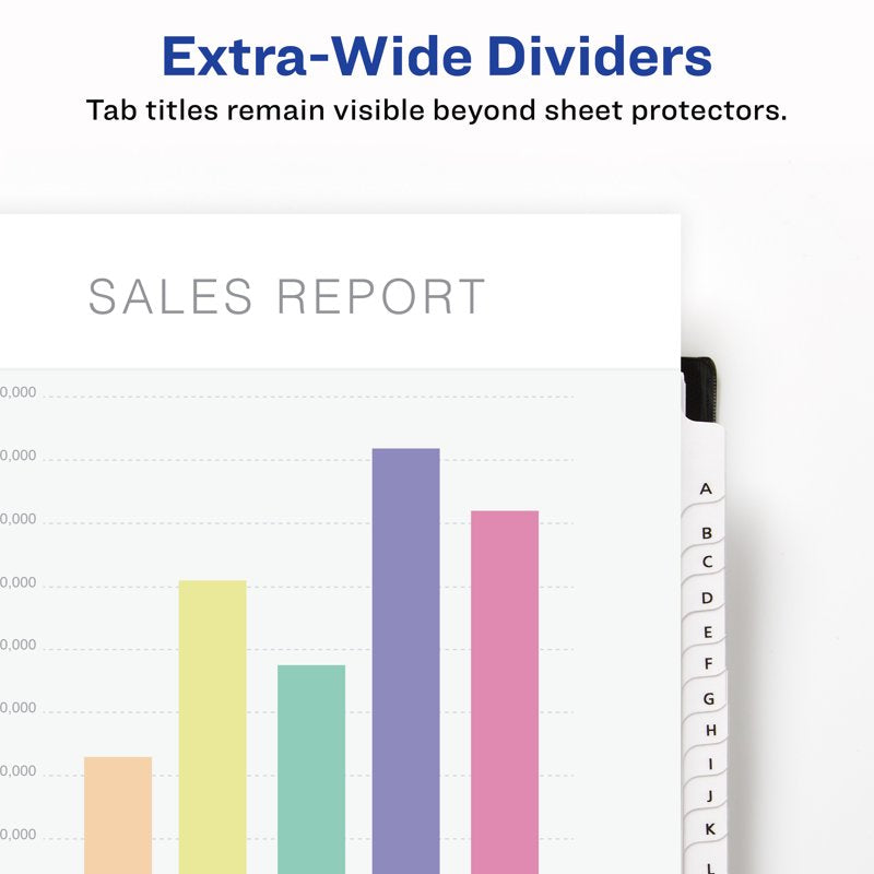 Extra-Wide Binder Dividers with Tabs - 26 Pack for Organizing Files